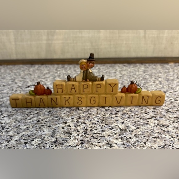 Blossom Bucket Suzi Skoglung Happy Thanksgiving Figurine Kid Pilgrims - Picture 1 of 7